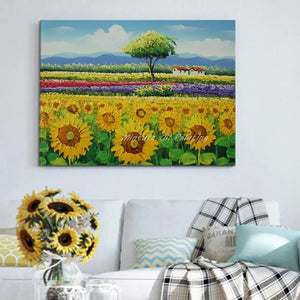 Mintura Hand-Painted Thick Sunflower Oil Painting On Canvas,Handmade Landscape Wall Art,Pictures For Living Room,Home Decoration