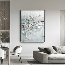 Load image into Gallery viewer, 3D Knife Abstract White Flower Oil Painting on Canvas, Hand Painted, Contemporary Flower Wall Art for Interior Living Room Decor