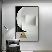 Carica l&#39;immagine nel visualizzatore della Galleria, Moderno astratto geometrico Wall Art Canvas Painting Nero Bianco Stile industriale Stampa poster Immagini a parete per la decorazione del soggiorno