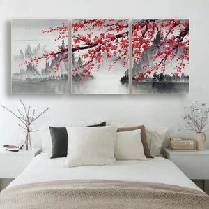 3 Panel Chinese Style Plum Wall Art Canvas Painting Modern Home Decoration Abstract Landscape Posters Prints For Living Room