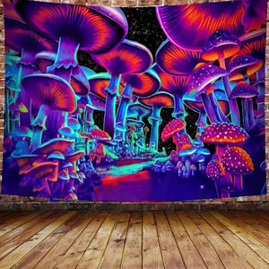 Tapisserie murale suspendue en forme de champignon imprimée en 3d, tapisserie d'art illusoire Hippie colorée, décoration de chevet de maison