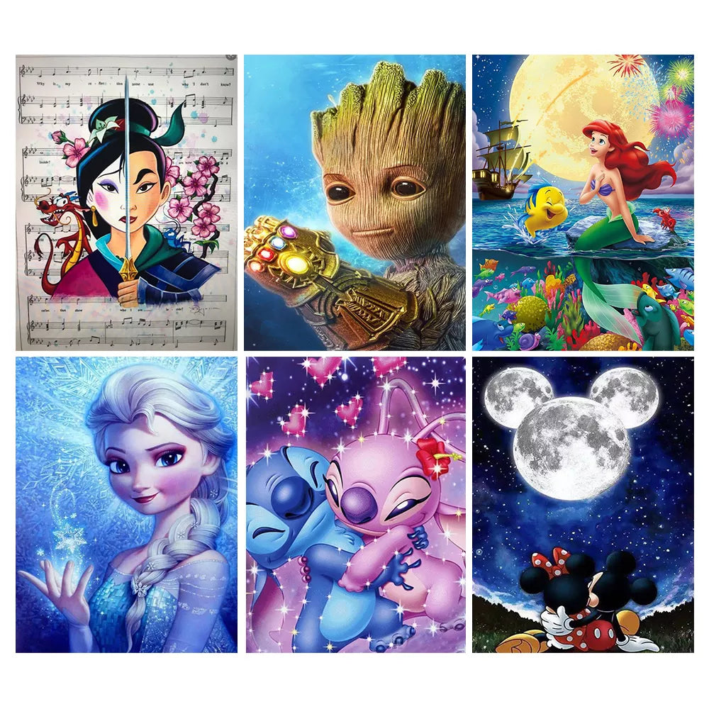 Disney Cartoon Character Princess Round Drill 5D DIY Diamond Painting Lilo & Stitch 3D Embroidery Cross Stitch Home Decor Gift