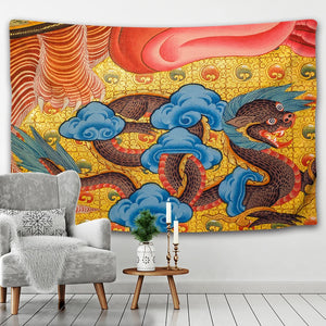 Tapiz, pintura budista antigua thangka, tapiz de mandala hippie, colgante de pared con paisaje, decoración de fondo del hogar