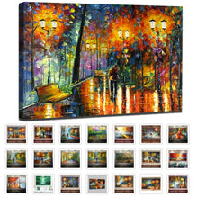 Laden Sie das Bild in den Galerie-Viewer, Large Handpainted Night Street View Landscape Acrylic Oil Painting on Canvas,Wall Art,Picture for Living Room,Home Decor Artwork