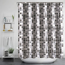Carica l&#39;immagine nel visualizzatore della Galleria, Moderno mosaico plaid tenda da bagno tessuto tessuto ispessito tenda da doccia impermeabile tende da bagno con ganci decorazioni per la casa