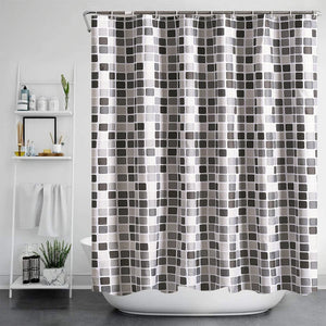 Moderno mosaico plaid tenda da bagno tessuto tessuto ispessito tenda da doccia impermeabile tende da bagno con ganci decorazioni per la casa