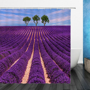 Flower Landscape Purple Lavender 3D Printed Shower Curtains Bathroom Home Decor Bath Curtain Waterproof Polyester Fabric Set