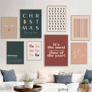 Pósteres e impresiones navideños, cuadro sobre lienzo para pared, imágenes de felices vacaciones, decoración de pared de habitación, decoración del hogar