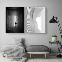 Load image into Gallery viewer, Nordic Black White space art wall art Canvas posters Painting Prints Abstract building Pictures for Living Room Morden  Decor