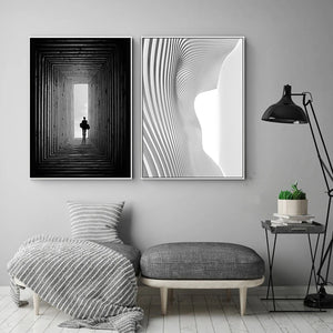 Nordic Black White space art wall art Canvas posters Painting Prints Abstract building Pictures for Living Room Morden  Decor