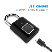 Carica l&#39;immagine nel visualizzatore della Galleria, Lucchetto con impronta digitale mini lucchetto intelligente ricaricabile USB per piccola scatola di armadietto per bagagli con porta di sicurezza antifurto