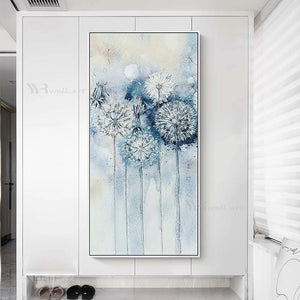 Abstract Blue Dandelion Wall Pictures For Home Decor Handmade Oil Painting On Canvas Art Hanging Poster For Living Room Bedroom