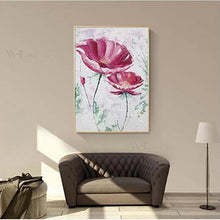 Carica l&#39;immagine nel visualizzatore della Galleria, Modern Wall Art Picture Red Flower Poster For Living Room Home Decoration Abstract Diagram Hand Painted Oil Painting On Canvas
