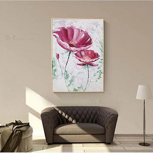 Modern Wall Art Picture Red Flower Poster For Living Room Home Decoration Abstract Diagram Hand Painted Oil Painting On Canvas