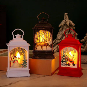 Linterna navideña de Papá Noel, luces de viento, adornos de luz nocturna, cabina de teléfono, lámpara portátil, regalos, suministros de decoración para fiestas de escritorio