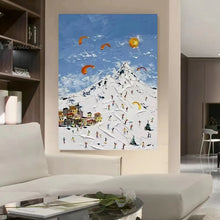Charger l&#39;image dans la galerie, High Quality Nordic Abstract Painting Ski Scenes Handmade Oil Painting  For Home Decoration Bedroom Restaurant Living Room Mural