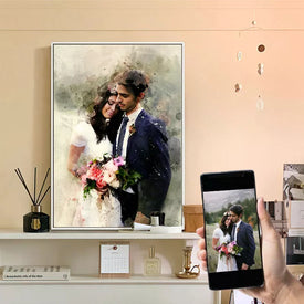 Пользовательские всплеск акварель фото холст картина персонализированный портрет абстрактное настенное искусство семейный подарок на годовщину Декор плакат