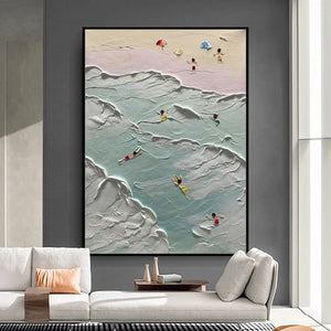 Mintura 100% Handpainted Sandy Beach Thick Landscape Oil Paintings on Canvas,Wall Art,Picture for Living Room,Home Decor Unframe