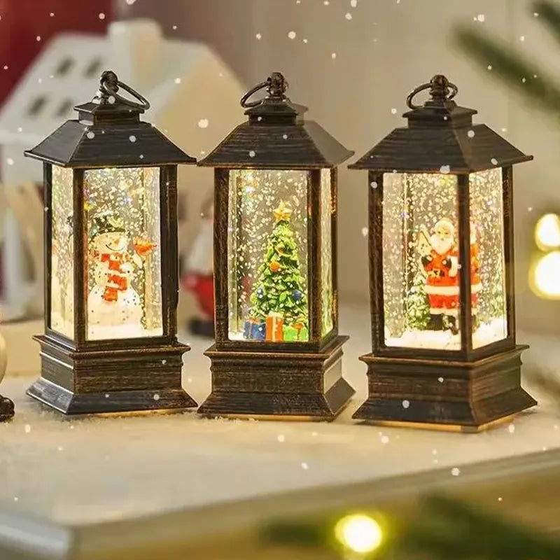 Weihnachten Laterne Licht Santa Schneemann LED Licht Retro Kerzenhalter Wind Lampe 2023 Navidad Weihnachten Baum Dekor Weihnachten Neue Jahr Kind geschenke