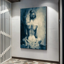 Laden Sie das Bild in den Galerie-Viewer, Wall Art Decor Oil Painting 100% Handmade Canvas Poster Abstract Girl Back Hanging Picture Sofa Salon Porch Bedroom Custom Mural