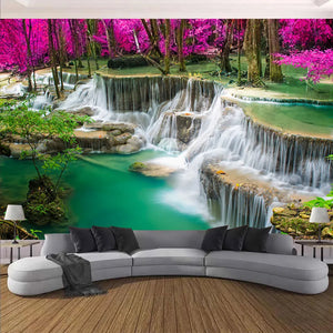 Decoración del hogar, tapiz de Mandala bohemio, decoración de fondo, tapiz de bosque natural, árbol, cascada, colgante de pared
