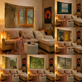 Arazzo Decor Home Estetica Ins Finestra Scenario Coppia appesa a parete Sfondo Panno