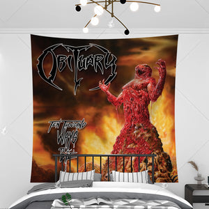 Obituarys-cubierta del álbum de banda, decoración de carteles musicales con esqueleto Interior de Death Metal, tapiz