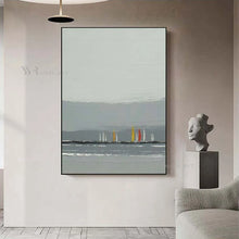 Load image into Gallery viewer, Modern Minimalist Grey Seascape Abstract Painting Wall Decor Art Mural Handmade Canvas Oil Painting Living Room Bedroom Porch