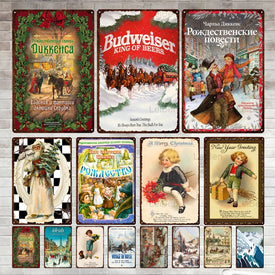 Металлические жестяные таблички для пива Budweiser, русские зимние пейзажи, винтажная табличка, железная пластина для клуба, бара, паба, декор, подарок на Рождество, Новый год