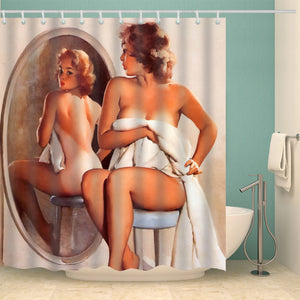 Cortina de ducha personalizada con estampado 3D de Anime, Sexy, Vintage, Belleza de Chica Americana, decoración de poliéster impermeable, cortina de baño
