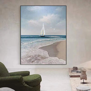 Home Decor Oil Painting Living Room Bedroom Porch Hanging Poster Hand Painted Sea View Abstract Wall Art Acrylic Canvas Murals