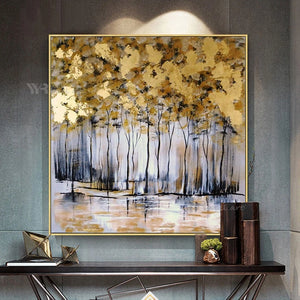 Hand Painted Abstract Trees Oil Painting On Canvas Modern Wall Art Hanging Picture Nordic Home Hotel Restaurant Aesthetics Mural