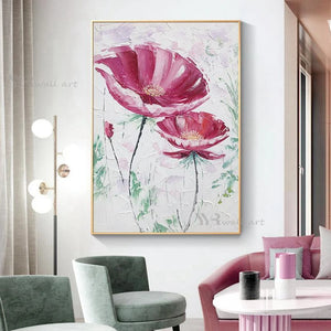 Modern Wall Art Picture Red Flower Poster For Living Room Home Decoration Abstract Diagram Hand Painted Oil Painting On Canvas