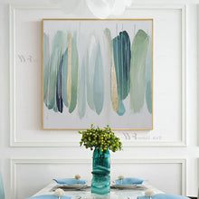 Carica l&#39;immagine nel visualizzatore della Galleria, Nordic Handmade Abstract Light Green Oil Painting On Canvas Wall Poster Hanging Picture Image For Living Room Bedroom Unframed