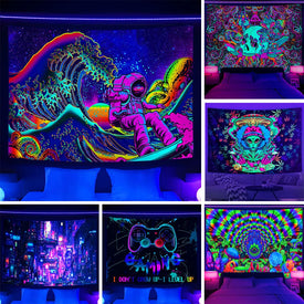 NYMB Arazzo Cyberpunk Fluorescente Astronauta Ultravioletto Fantasia Psichedelica Hippie Arazzo Appeso a Parete per l'Arredamento della Camera da Letto