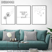 Load image into Gallery viewer, Dandelion Wall Art Canvas Painting Make Wish Dandelion Poster Prints Nordic Style Minimalist Living Room Bedroom Nursery Decor