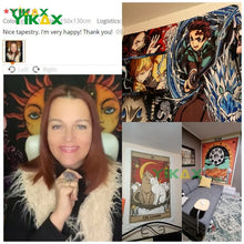 Carica l&#39;immagine nel visualizzatore della Galleria, Arazzo da parete The Rock Eating Blueberry Pancakes Stile bohémien Mandala Kawaii Room Decorazione da appendere a parete