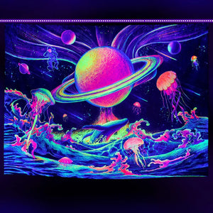 Van Gogh Sternenhimmel Fluoreszierender Wandteppich Ästhetisches Mandala an der Wand Hängendes Tuch Trippy Wandteppiche Home Room Psychedelic Decor