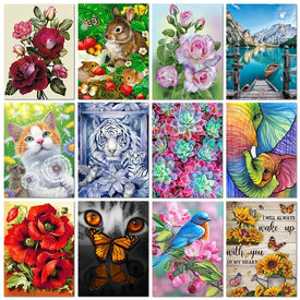 Pintura de diamante 5D DIY, Kit de punto de cruz Floral de Animal, bordado de diamantes de rosa, arte de caballo, diamantes de imitación, regalo de decoración del hogar