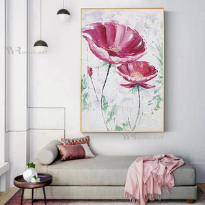 Modern Wall Art Picture Red Flower Poster For Living Room Home Decoration Abstract Diagram Hand Painted Oil Painting On Canvas