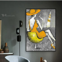 Load image into Gallery viewer, Handmade Oil Painting On Canvas Abstract Cartoon Figure Portrait Modern Wall Art Painting Interior Home Decor For Living Room