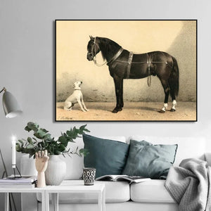 Vintage schwarzes Pferd Poster Reitsport Drucke Wand Kunst Bild Tier Pferd Landschaft Leinwand Malerei für Wohnzimmer Home Decor