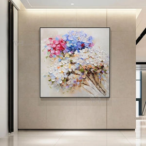 Home Decor Supplies 3D Texture Mural Wall Art Canvas Abstract Acrylic Floral Handmade Oil Painting for Dining Room Bedroom Study