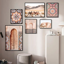 Load image into Gallery viewer, Moroccan Wall Art Canvas Print Marrakesh Architecture Poster Boho Wall Decor Terracotta Art Picture Decoration Painting for Home