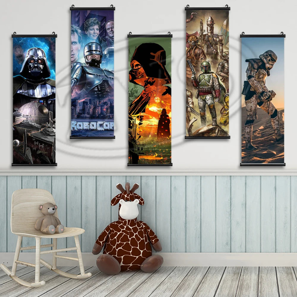 Pintura en lienzo de película Star Wars, póster de Boba Fett, cuadro de pared clásico, rollos colgantes, Cuadros, Mural de decoración del hogar para sala de estar