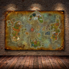 Senza cornice, il poster decorativo dipinto della mappa di World of Warcraft 8.0 su tela HD, pittura su tela, arte della parete