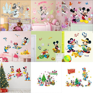 Mickey and Minnie Lovely Princess christmas Wall Stickers Broken Wall Poster Wall Art Car Decal Kids Room Decor Favors murals