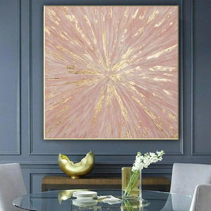 Wedding Decoration Gold And Pink Wall Art Poster Handmade Abstract Oil Painting On Canvas Hang Picture For Living Room Bedroom