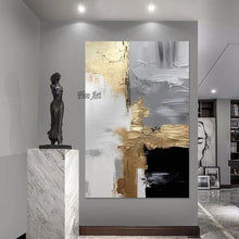 Carica l&#39;immagine nel visualizzatore della Galleria, Thick Acrylic Gold Foil Abstract Canvas Oil Painting Modern Decorative Art Living Room Pictures Home Decor Wallpaper Designs
