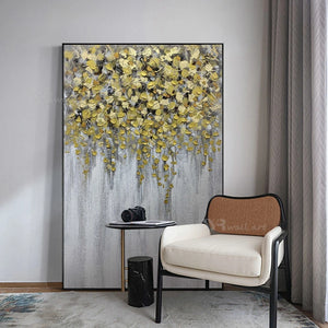 Abstract Money Trees Gold Painting For Home Decoration Hand Painted Canvas Oil Painting Drawing Picture Wall Poster Living Room